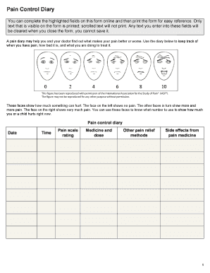 Pain Control Diary