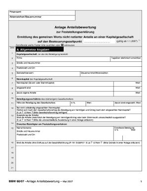 Anlage Anteilsbewertung