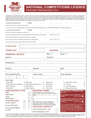Basketball England National Competitions Licence