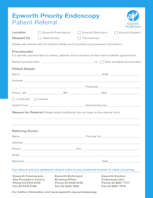Epworth Priority Endoscopy Patient Referral