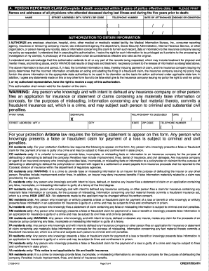 Credit Life Death Claim Form