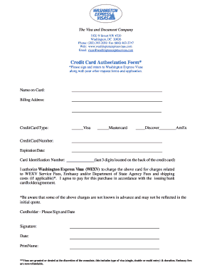 Credit Card Authorization Form