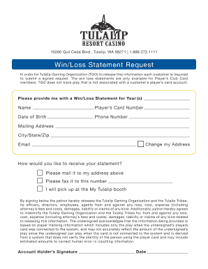 Win/Loss Statement Request