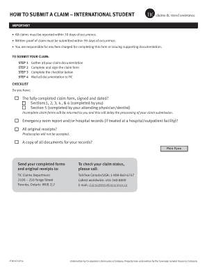 International Student Insurance Claim Form