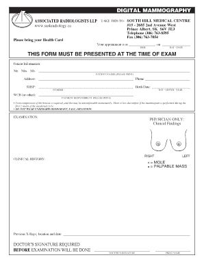 Digital Mammography Appointment Form