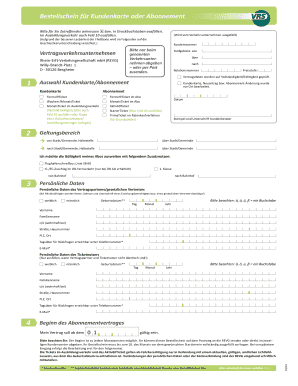 Bestellschein für Kundenkarte oder Abonnement
