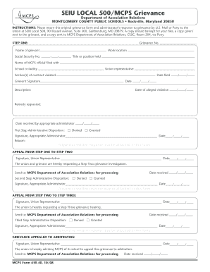 SEIU Local 500 Grievance Form