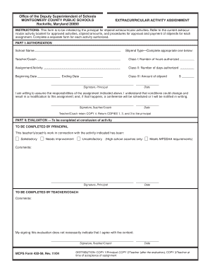 Montgomery County Extracurricular Activity Assignment