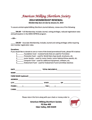 American Milking Shorthorn Society Membership Renewal