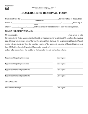 Leaseholder Removal Form
