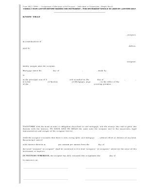 Form 8022 Assignment of Mortgage with Covenant