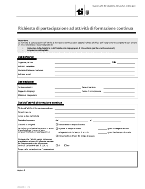 Richiesta di partecipazione ad attività di formazione continua