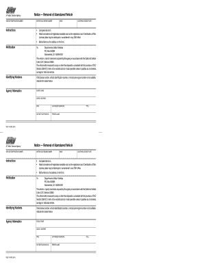 California Abandoned Vehicle Removal Notice