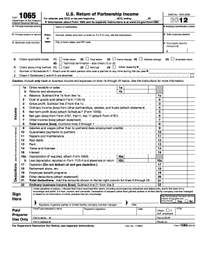 US Partnership Income Tax Return Form 1065