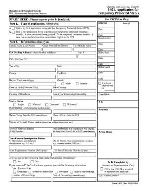 USCIS Form I-821 Temporary Protected Status Application