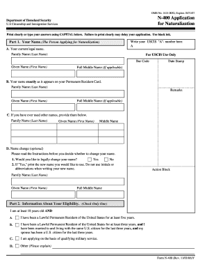 Form N-400 Templates - Fillable & Printable Samples for PDF, Word