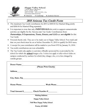 2015 Arizona Tax Credit Form