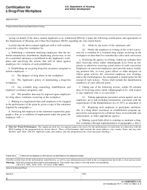 HUD Drug-Free Workplace Certification