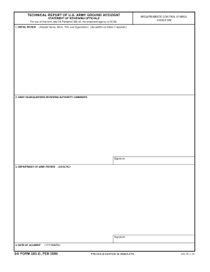 US Army Ground Accident Report Form