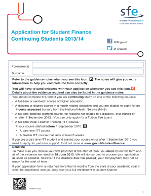 UK Student Finance Application Form 2013/14