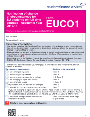 EU Student Change of Circumstances Form