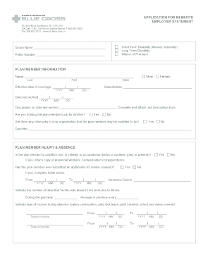 Saskatchewan Blue Cross Disability Benefits Application