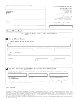 Change of Contact Details Form