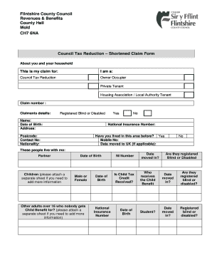Council Tax Reduction Claim Form