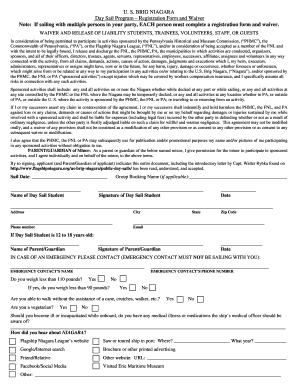 US Brig Niagara Day Sail Registration Form and Waiver