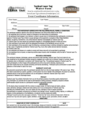 Tactical Laser Tag Waiver Form
