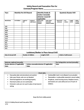 Safety Record and Evacuation Plan