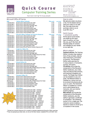 Quick Course Microsoft Office XP Series Order Form