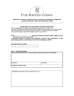 Premises Licence Variation Application