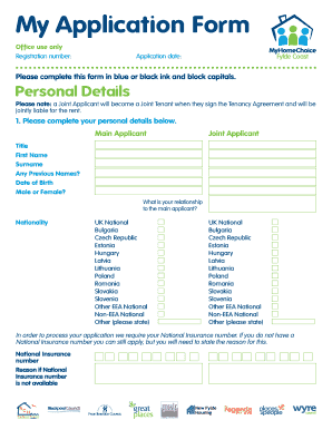 UK Tenancy Application Form