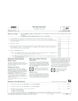 IRS Form 3903 Moving Expenses