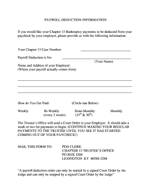 Chapter 13 Payroll Deduction Form