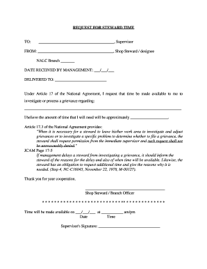 Request for Steward Time Form