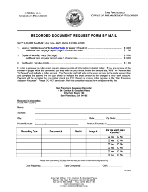 San Francisco Recorded Document Request Form