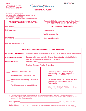 West Virginia Family Health Referral Form