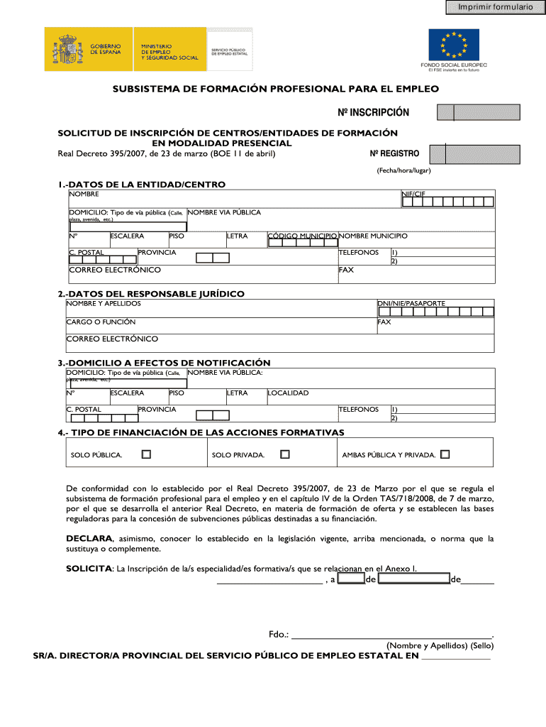 Solicitud de inscripcin en modalidad presencial - Servicio Pblico Vista previa en la página 1