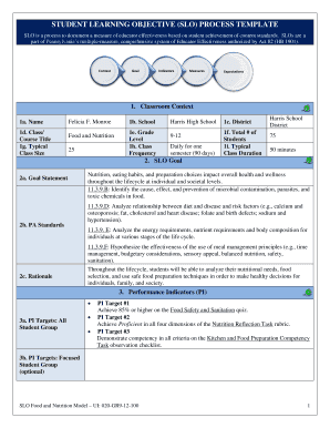 Student Learning Objective Form