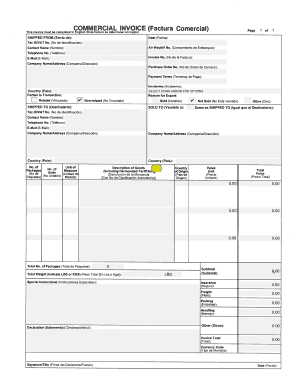 Plantilla de Factura Comercial Internacional