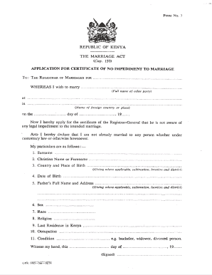 Kenya Marriage Certificate Application