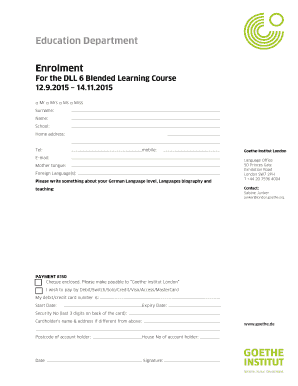 Enrolment Form for DLL 6 Blended Learning Course