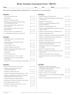 Brain Function Assessment Form
