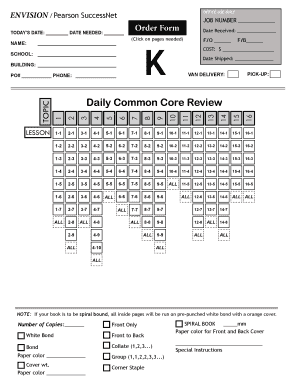 Pearson SuccessNet Order Form