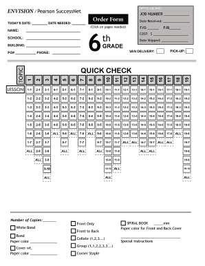Pearson SuccessNet Order Form