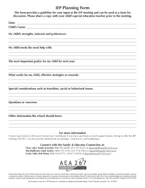 IEP Planning Form