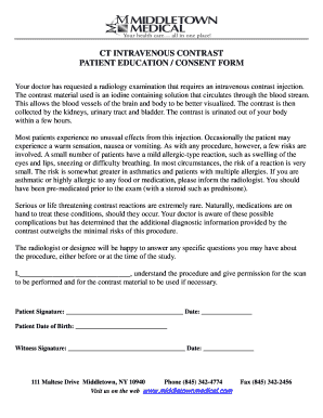 CT Intravenous Contrast Patient Consent Form