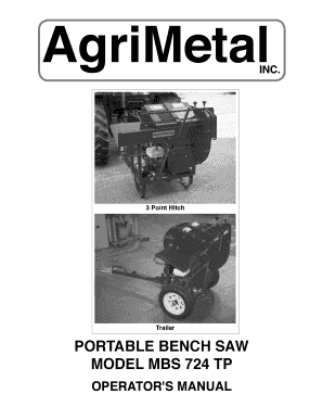 Fillable Online Portable Bench Saw Model Mbs 724 Tp Intro